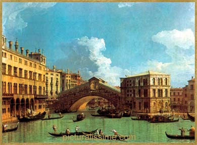 Canaletto le Grand canal vu du nord avec le pont du Rialto