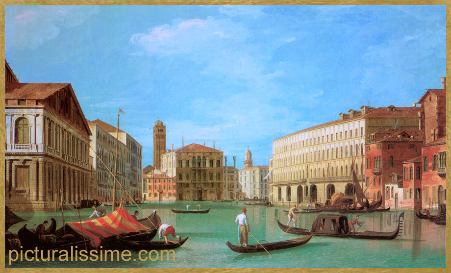 Copie Reproduction Canaletto le Grand Canal entre la Ca'Rezzonico et le palais Balbi
