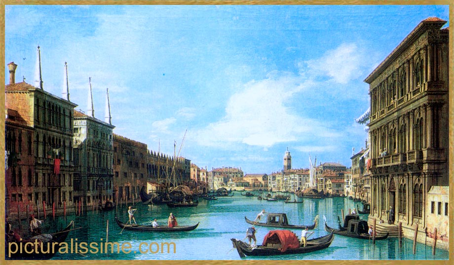 Copie Reproduction Canaletto le grand canal vers san Geremia vu de la Ca'Vendramin Calergi