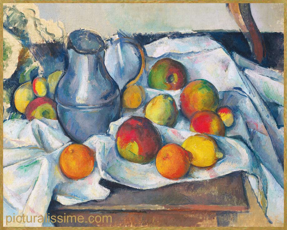 Copie Reproduction Cézanne Bouilloire et fruits