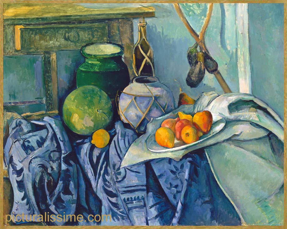 Copie Reproduction Cézanne Pot de gingembre et des aubergines