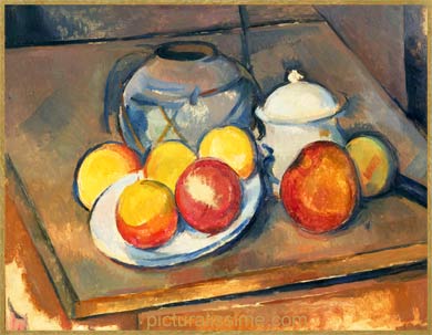 Cézanne Vase paill sucrier et pommes