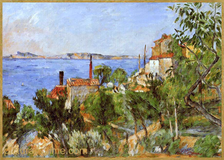 Copie Reproduction Cézanne paysage la mer à l'estaque