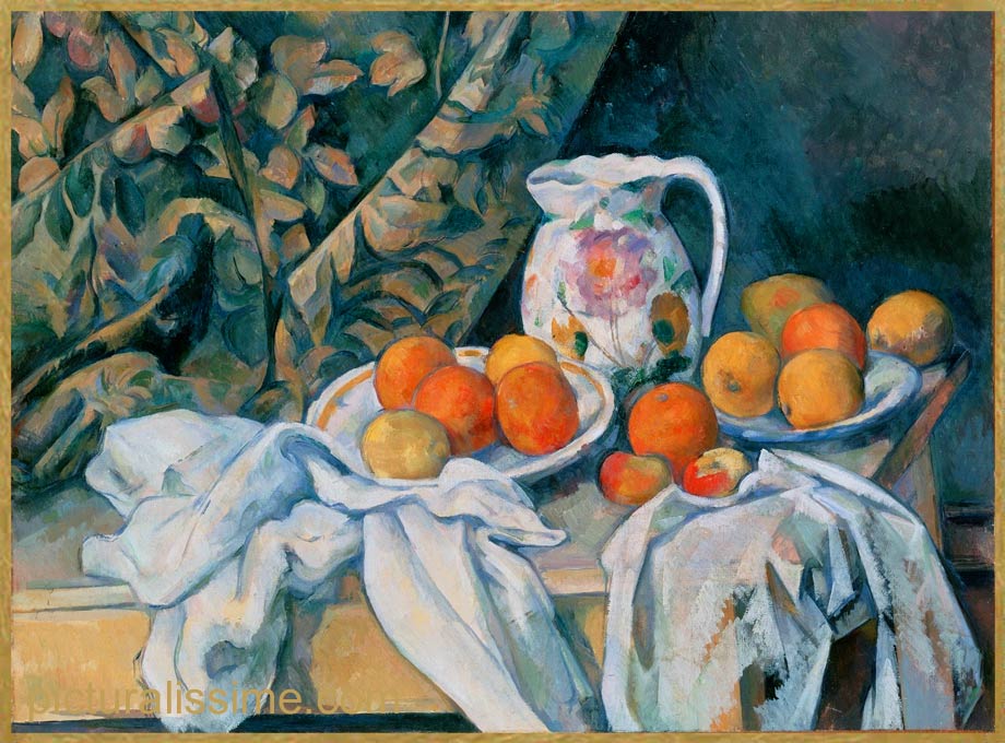 Copie Reproduction Cézanne rideau et pichet fleuri