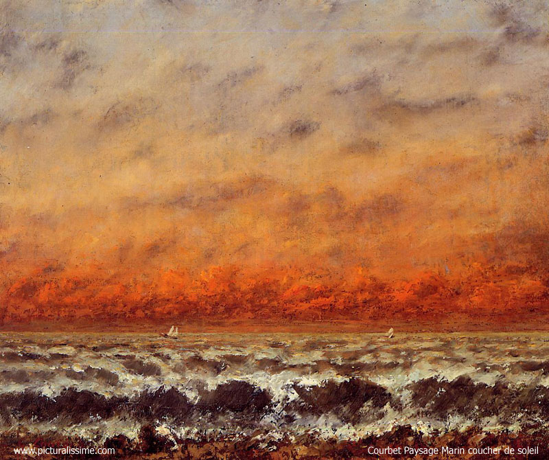 Courbet Paysage Marin coucher de soleil
