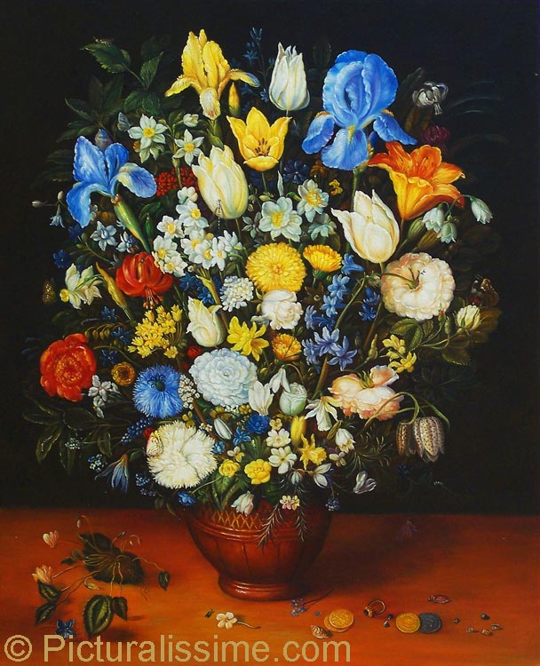 Exemple de qualit d'une reproduction de tableau copie d'un bouquet de fleurs