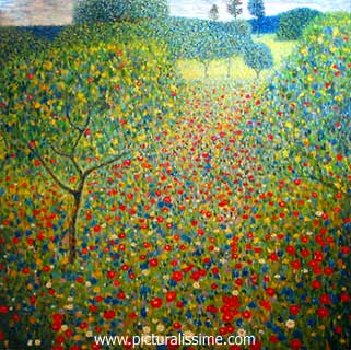 Gustav Klimt champs de coquelicots