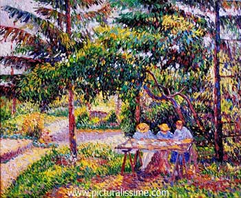 Camille Pissarro enfants dans le jardin à éragny