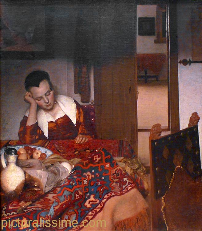 copie reproduction Vermeer Jeune fille endormie