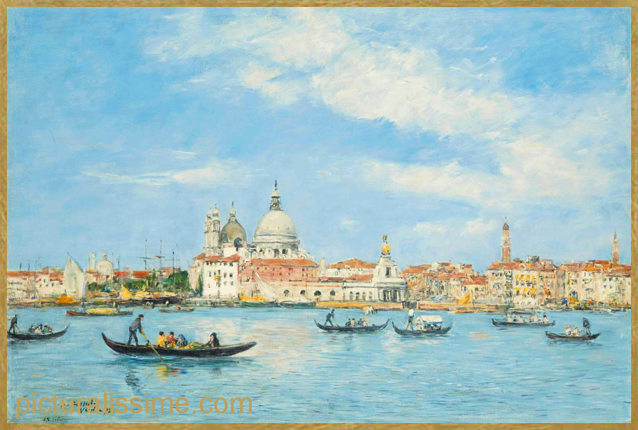 Copie Reproduction Boudin Venise, l'entrée du Grand Canal, la Salute et la Douane