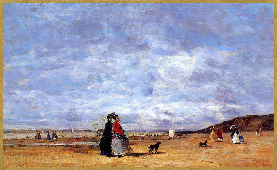 Copie Reproduction Eugène Boudin élégantes sur la plage