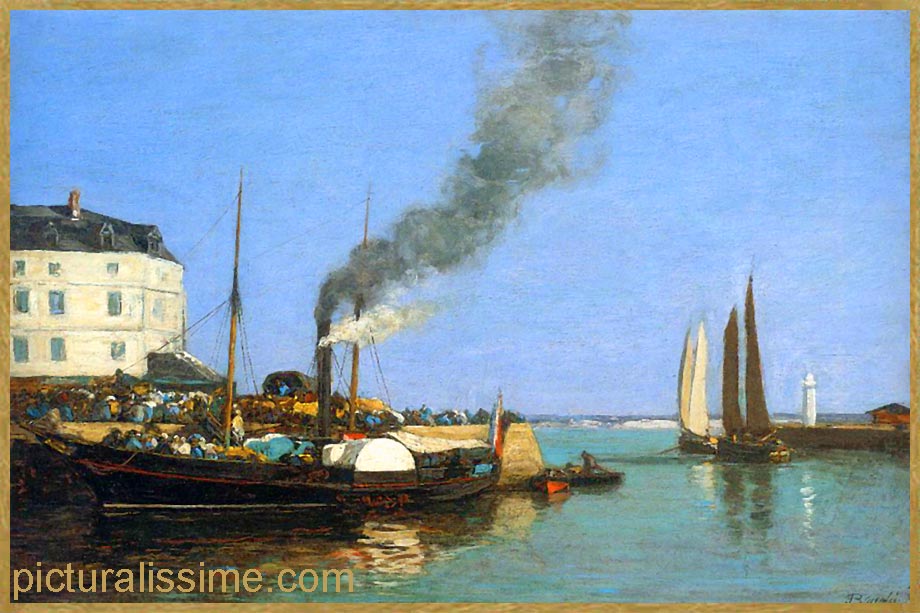 Copie Reproduction Eugène Boudin la Jetée etagrave; Honfleur