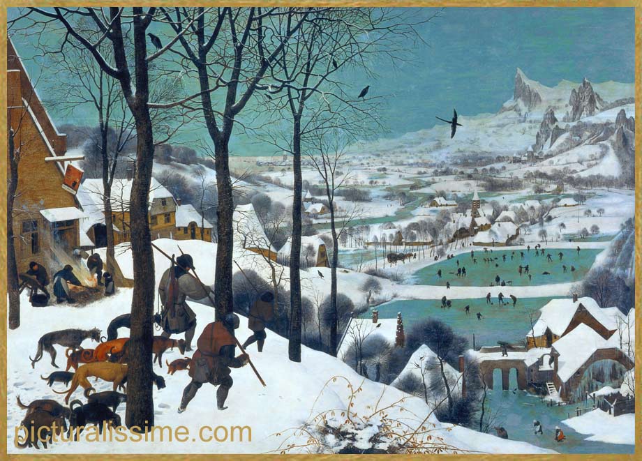copie reproduction Bruegel Chasseurs dans la neige