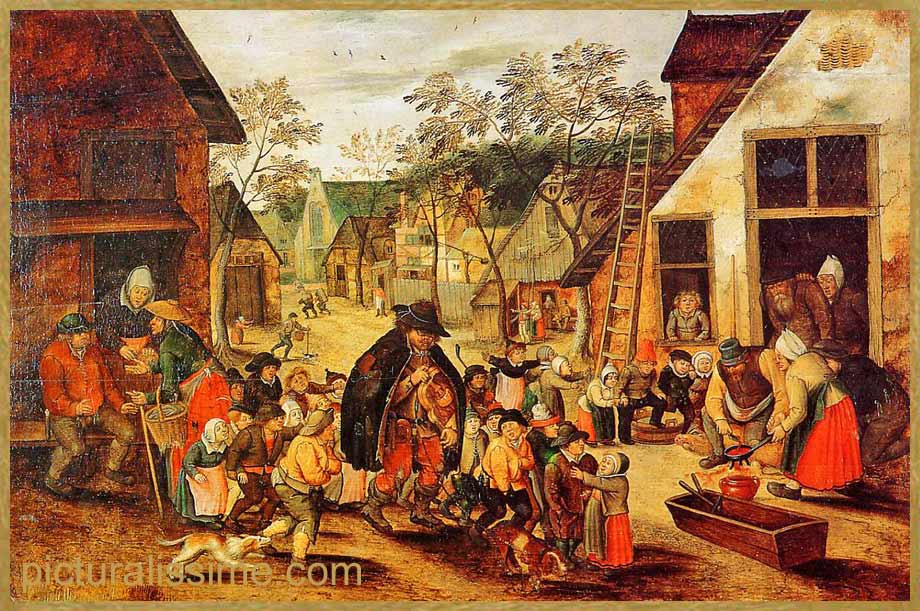 copie reproduction Bruegel le joueur d'orgue