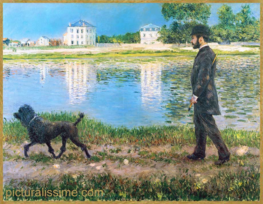 Copie Reproduction Caillebotte Richard Gallo et son chien Dick au Petit Gennevilliers