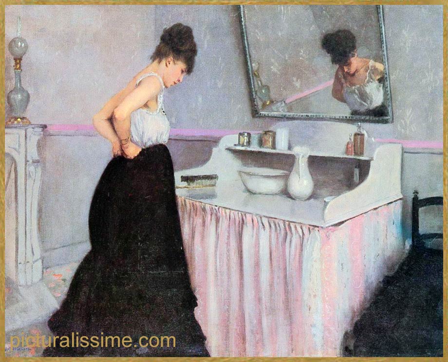 Copie Reproduction Caillebotte Femme devant sa Coiffeuse