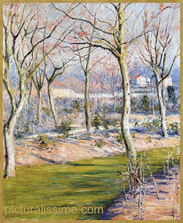 Copie Reproduction Caillebotte Jardin au Petit Gennevilliers en hiver