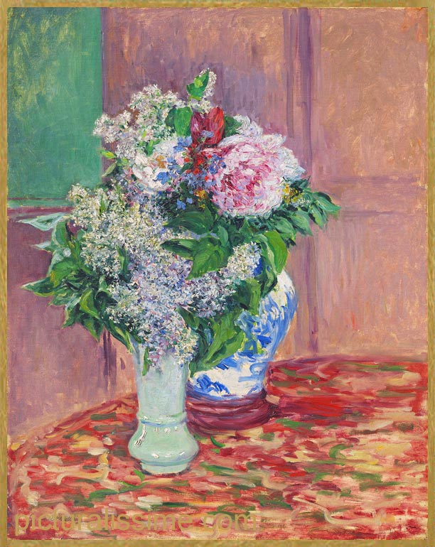 Copie Reproduction Caillebotte Vases lilas et pivoines dans deux vases