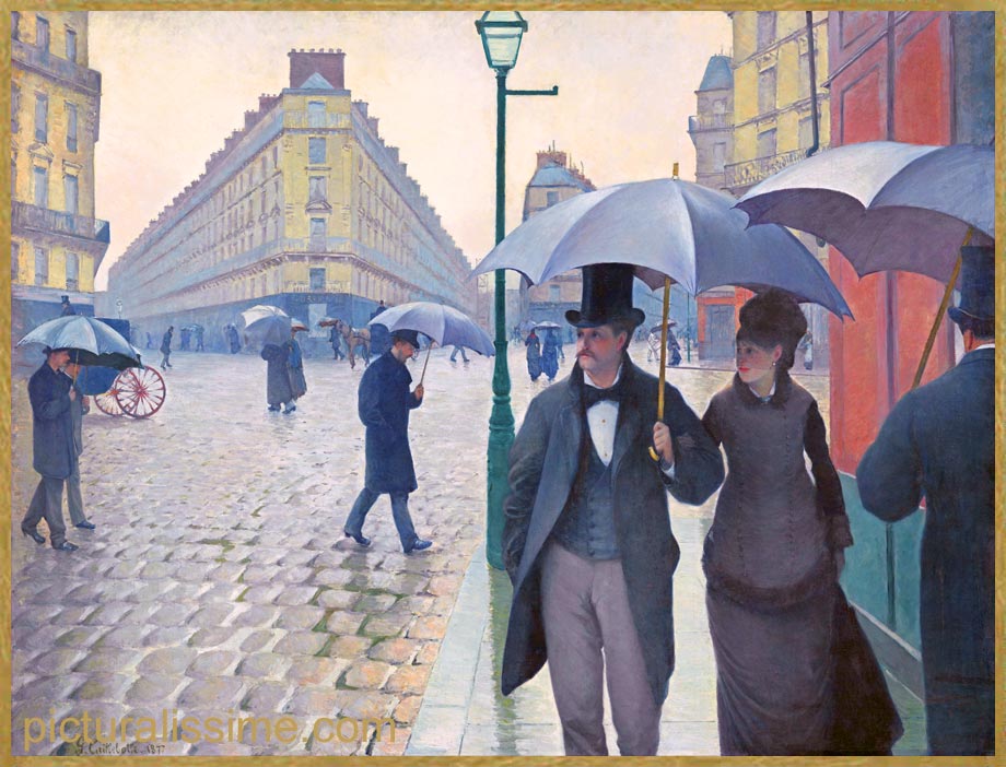 Copie Reproduction Caillebotte Paris temps de pluie