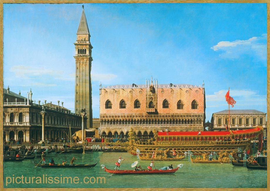 Copie Reproduction Canaletto Le Bucentaure de retour au mle le jour de l'Ascension