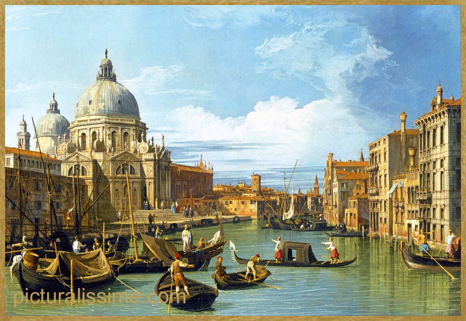Copie Reproduction Canaletto Entrée du grand Canal et église du Salue