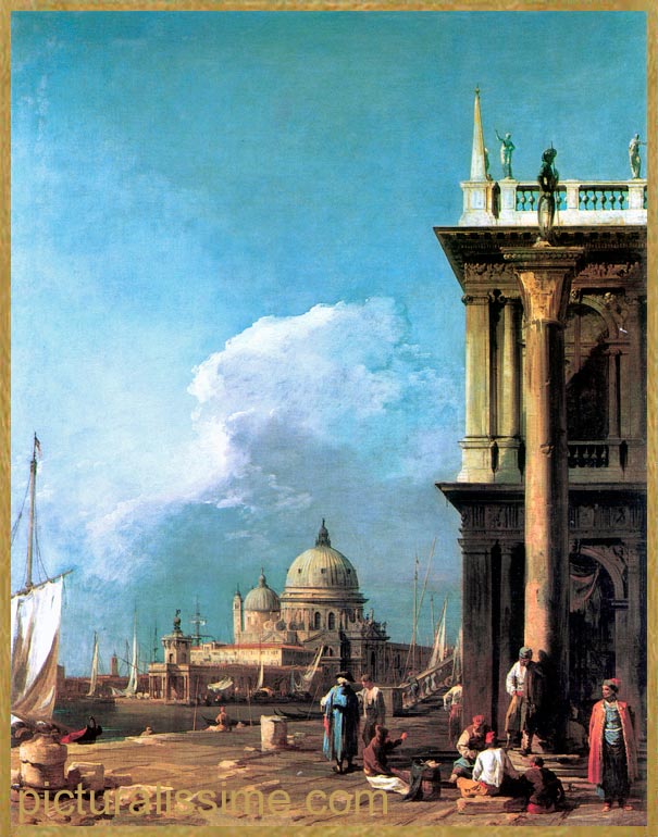 Copie Reproduction Canaletto l'entrée du Grand Canal vue de la Piazzetta