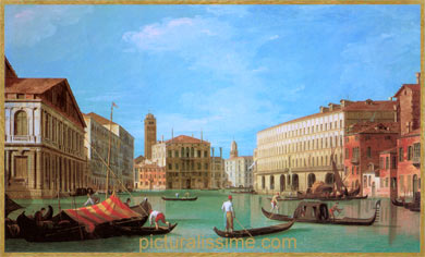Canaletto le Grand Canal entre la Ca'Rezzonico et le palais Balbi