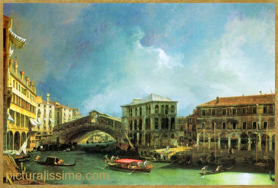 Copie Reproduction Canaletto le pont du Rialto vu du nord