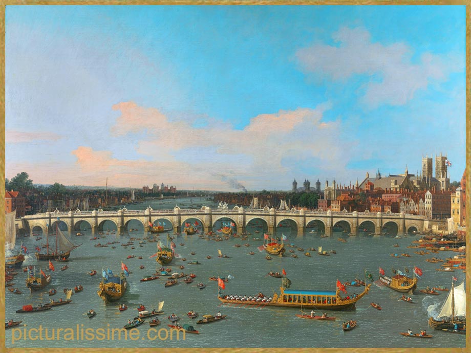 Copie Reproduction Canaletto Le pont de Westminster vu de nord