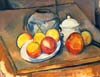 Cézanne Vase paillé sucrier et pommes