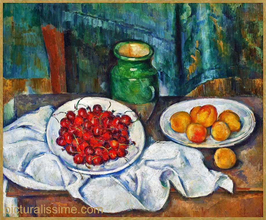 Copie Reproduction Cézanne cerises et petecirc;ches