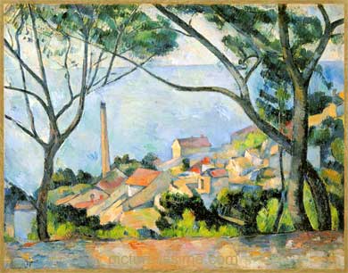 Paul Cézanne La mer  l'Estaque derrire les arbres