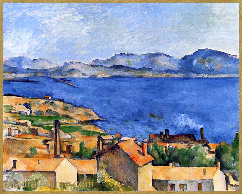 Copie Reproduction Cézanne Golf de Marseille vu de l'Estaque