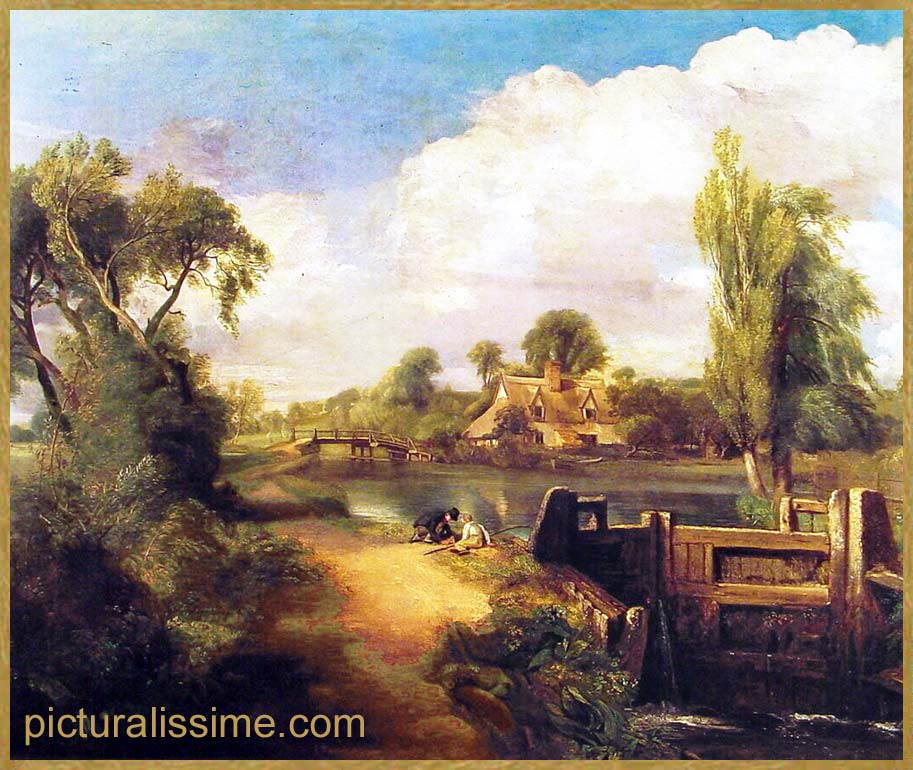Copie Reproduction Constable Paysage Garons petecirc;chant etagrave; la ligne
