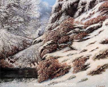 Gustave Courbet Cerfs dans un paysage neigeux