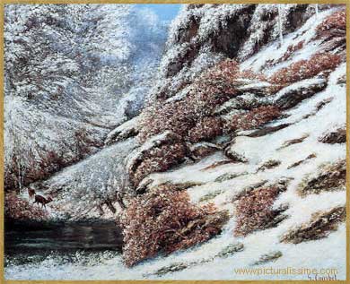 Gustave Courbet Cerfs dans un paysage neigeux