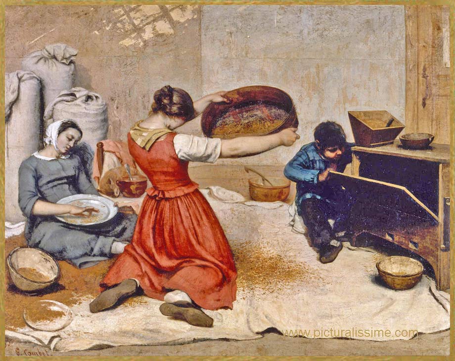 Copie Reproduction Courbet les Cribleuses de blé