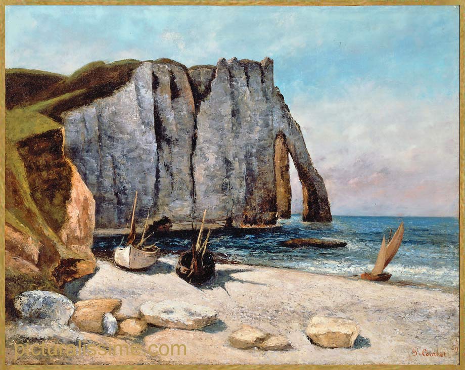 Copie Reproduction Courbet Falaises etagrave; Etretat la porte d'Avale