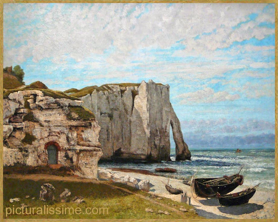 Copie Reproduction Courbet Falaise etagrave; Etretat après l'orage