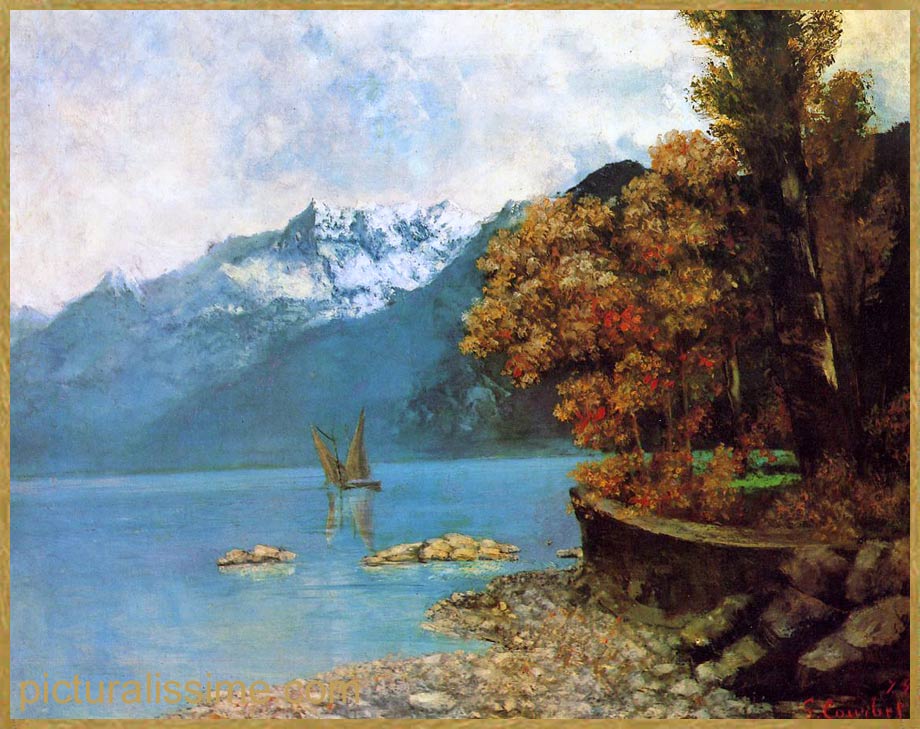 Copie Reproduction Courbet le Lac Leman