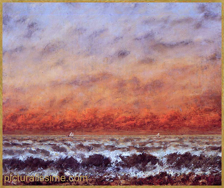 Copie Reproduction Courbet Paysage Marin coucher de soleil