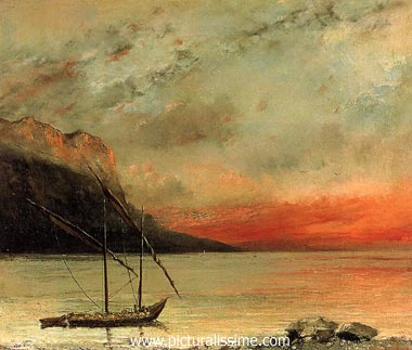 Gustave Courbet Soleil couchant sur le lac Leman