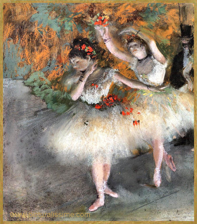 Copie Reproduction Degas Deux danseuses entrant sur scène