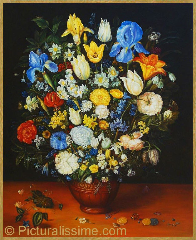 Exemple de qualit d'une reproduction de tableau copie d'un bouquet de fleurs