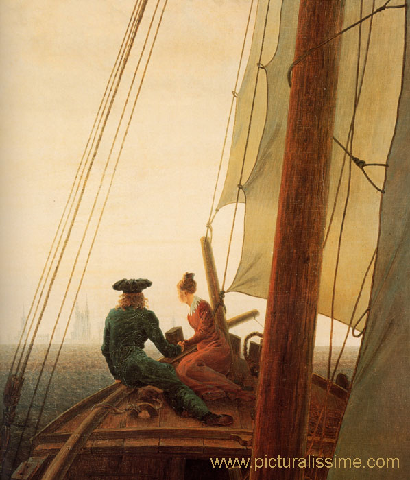 Friedrich à bord d'un voilier