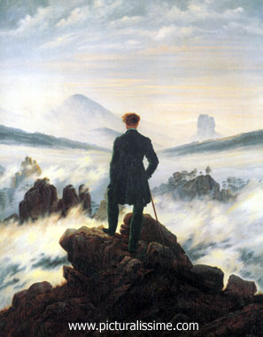 friedrich voyageur au dessus de la mer de brume