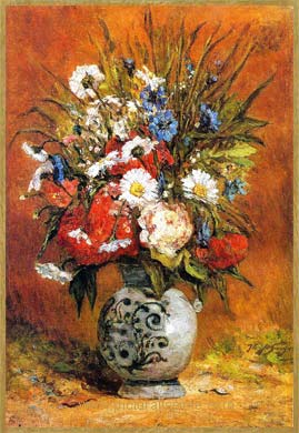 Paul Gauguin Marguerites et Pivoines vase bleu