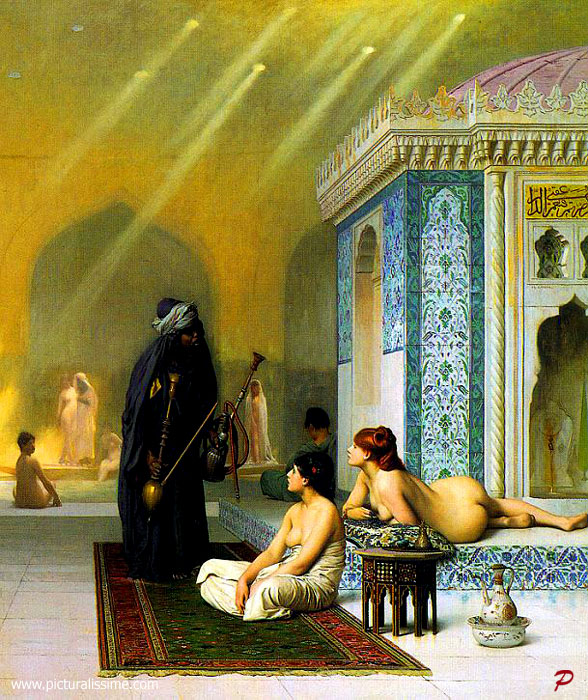 Copie Reproduction Jean Léon Gérôme Harem etagrave; la piscine