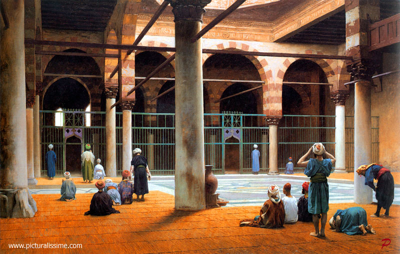 Copie Reproduction Jean Léon Gérôme intérieur de la Mosquée