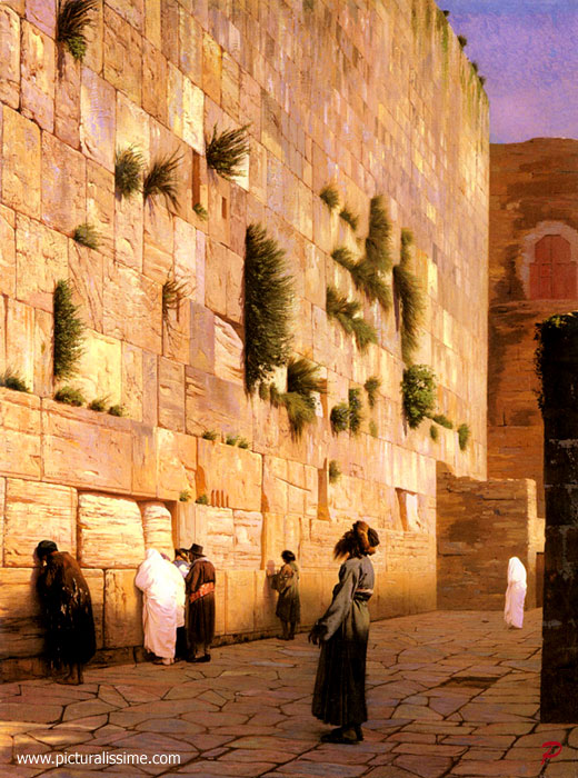 Copie Reproduction Jean Léon Gérôme Mur des lamentations etagrave; Jerusalem Temple de Salomon